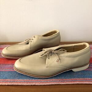 Vintage Hyde Leather Bowling Shoes 10W Cream Made In USA Old Money 50s 60s